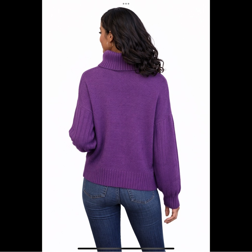 H&M Divided Purple Cable Knit Turtleneck Sweater M - Picture 6 of 16
